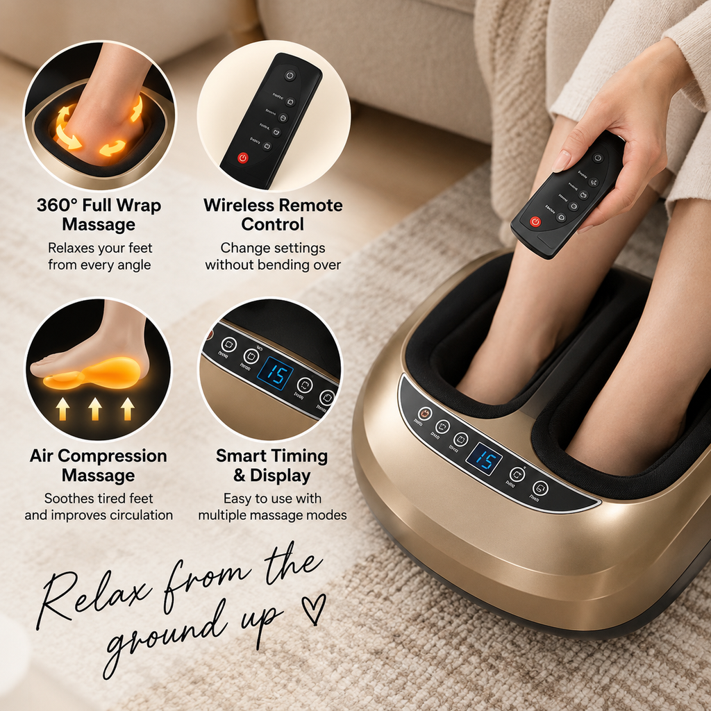 Full Wrap Foot Massager — Shiatsu Heat & Air Compression