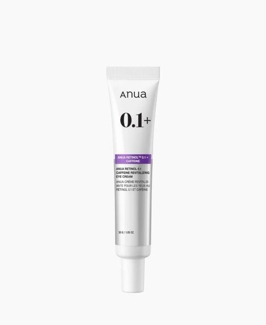 Best Friend Beauty Anua Retinol 0.1 Caffeine Revitalizing Eye Cream in a white squeeze tube for delicate eye care
