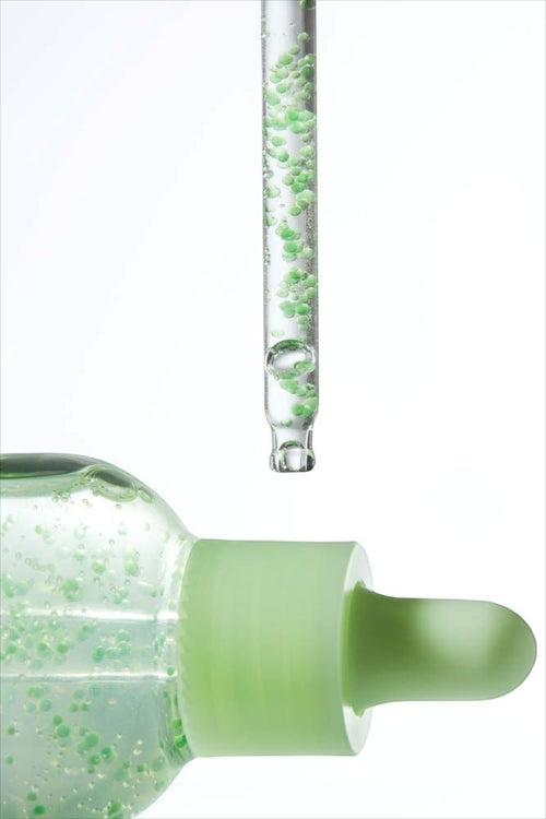 Best Friend Beauty Abib Heartleaf Teca Capsule Facial Serum with visible green active ingredient capsules in a dropper